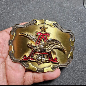 Vintage Anheuser Bush Belt Buckle Brass Rain tree 1977,78,79 Made In The USA